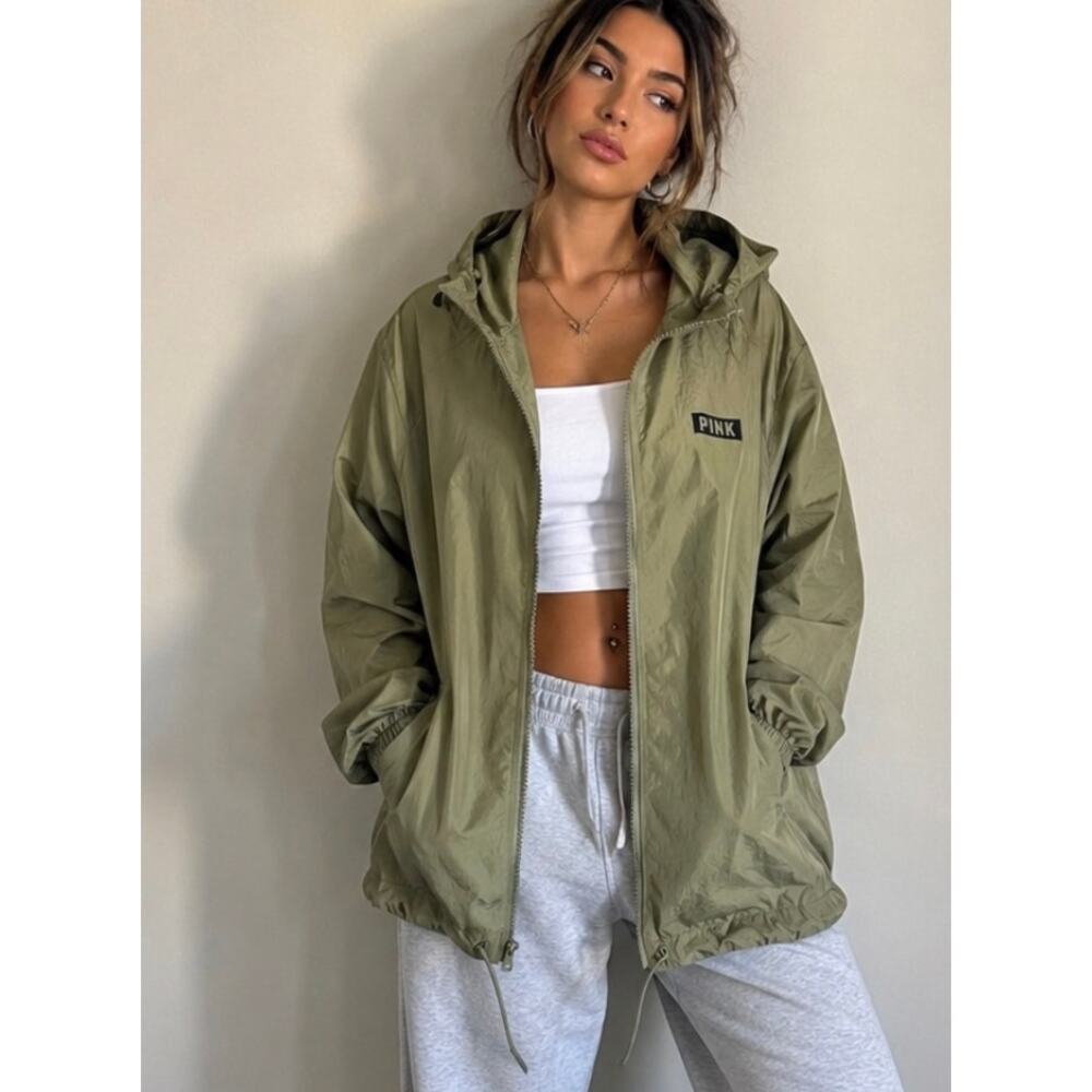 Victoria Secret PINK windbreaker oversized lightweight lounge summer green M / L